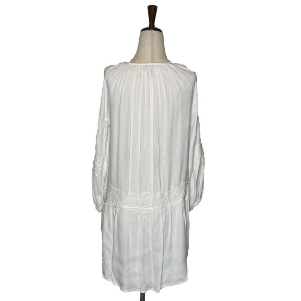Joie White Pauletta Dress XS Gauze Festival Wear Flowy Lined Long Sleeve Tassel - Picture 6 of 9